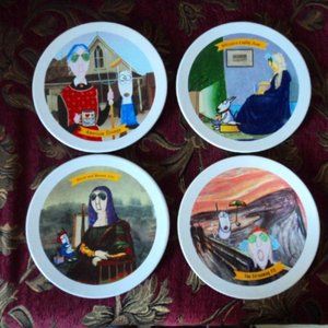 Hallmark Maxine Set Of 4 Dessert artist Decor Plates 7.5”